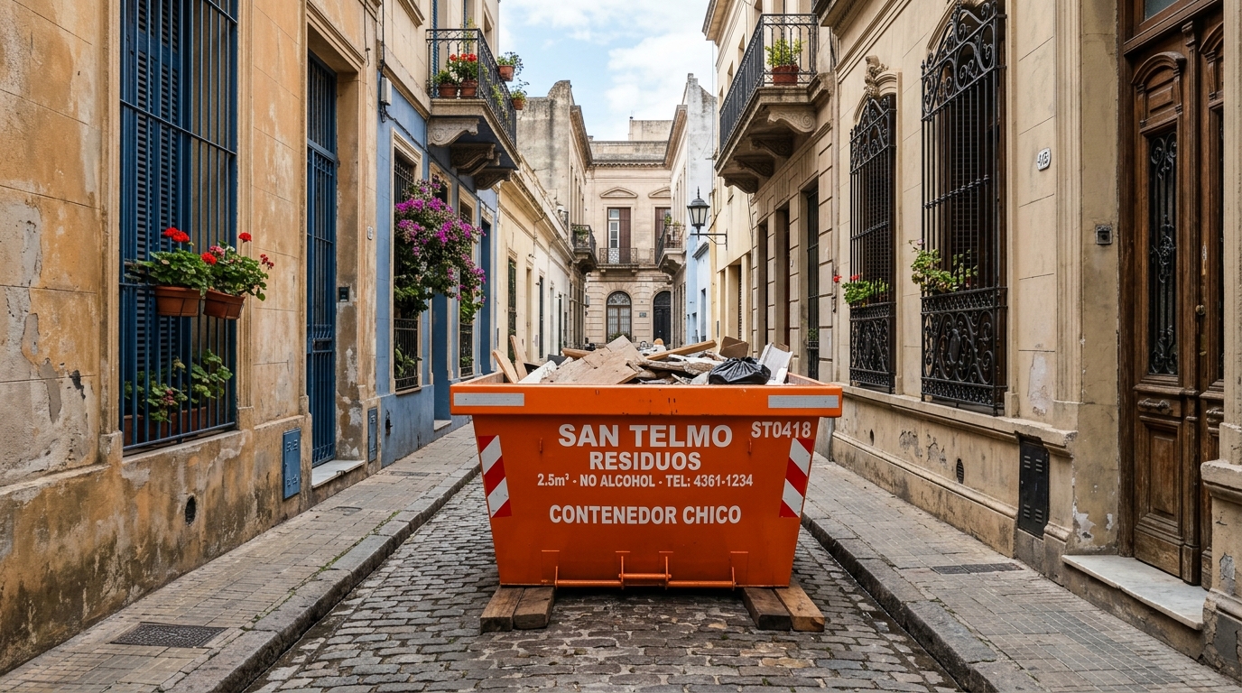 Minivolquete de 2.5 metros cúbicos en callejón de San Telmo
