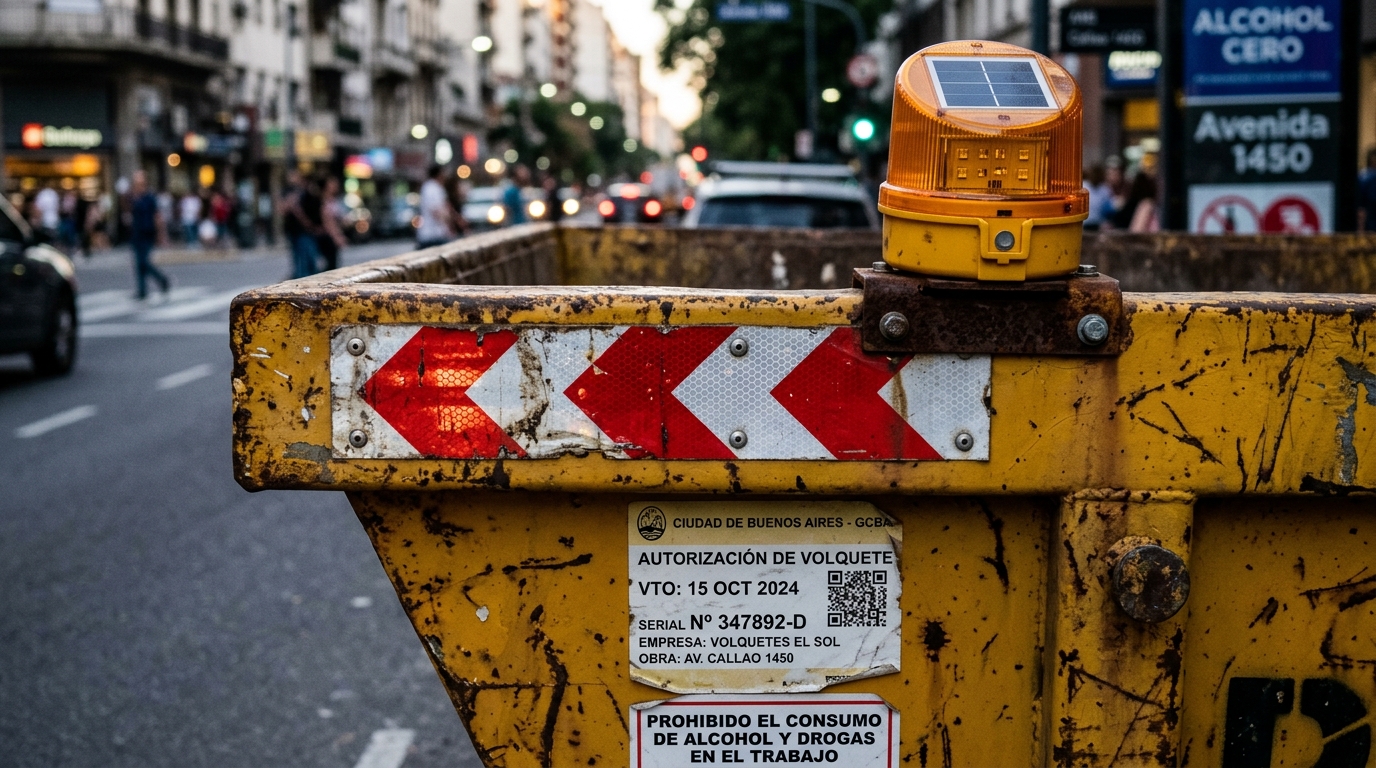 Balizamiento y oblea reglamentaria de volquete